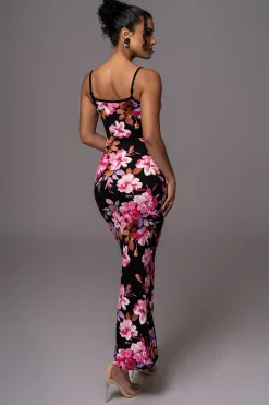 JLUXLABEL Black Floral Smooth Simplicity Maxi Dress