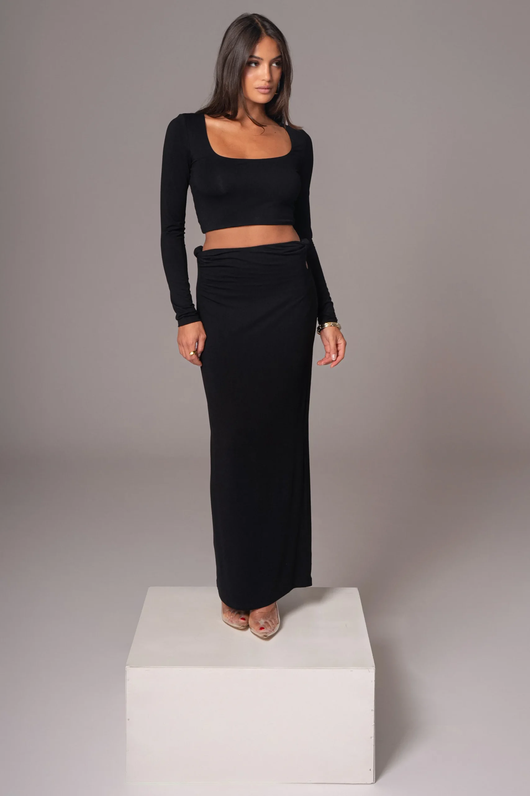 JLUXLABEL Black Geneva Skirt Set