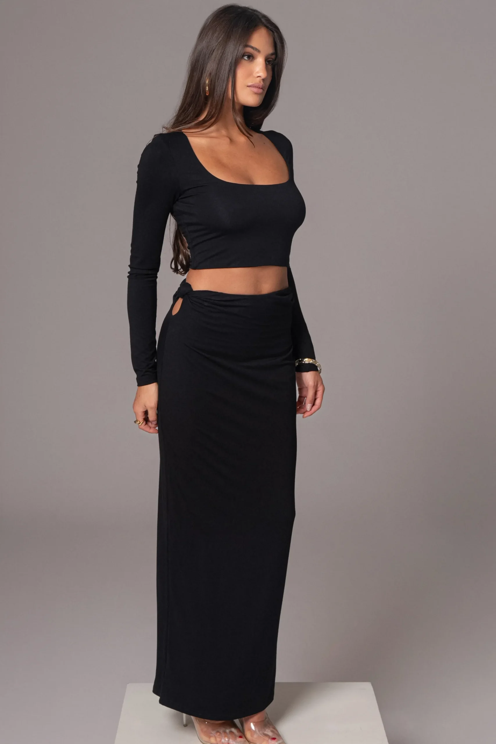 JLUXLABEL Black Geneva Skirt Set
