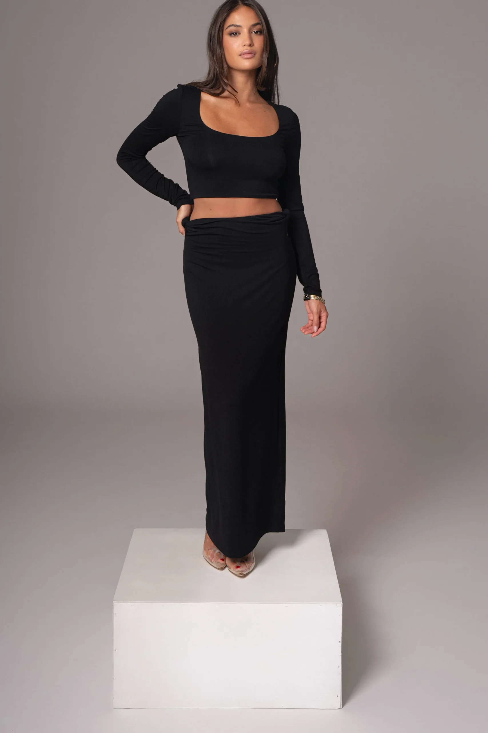 JLUXLABEL Black Geneva Skirt Set