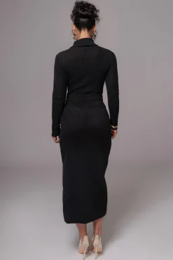 JLUXLABEL Black Gisele Slit Skirt