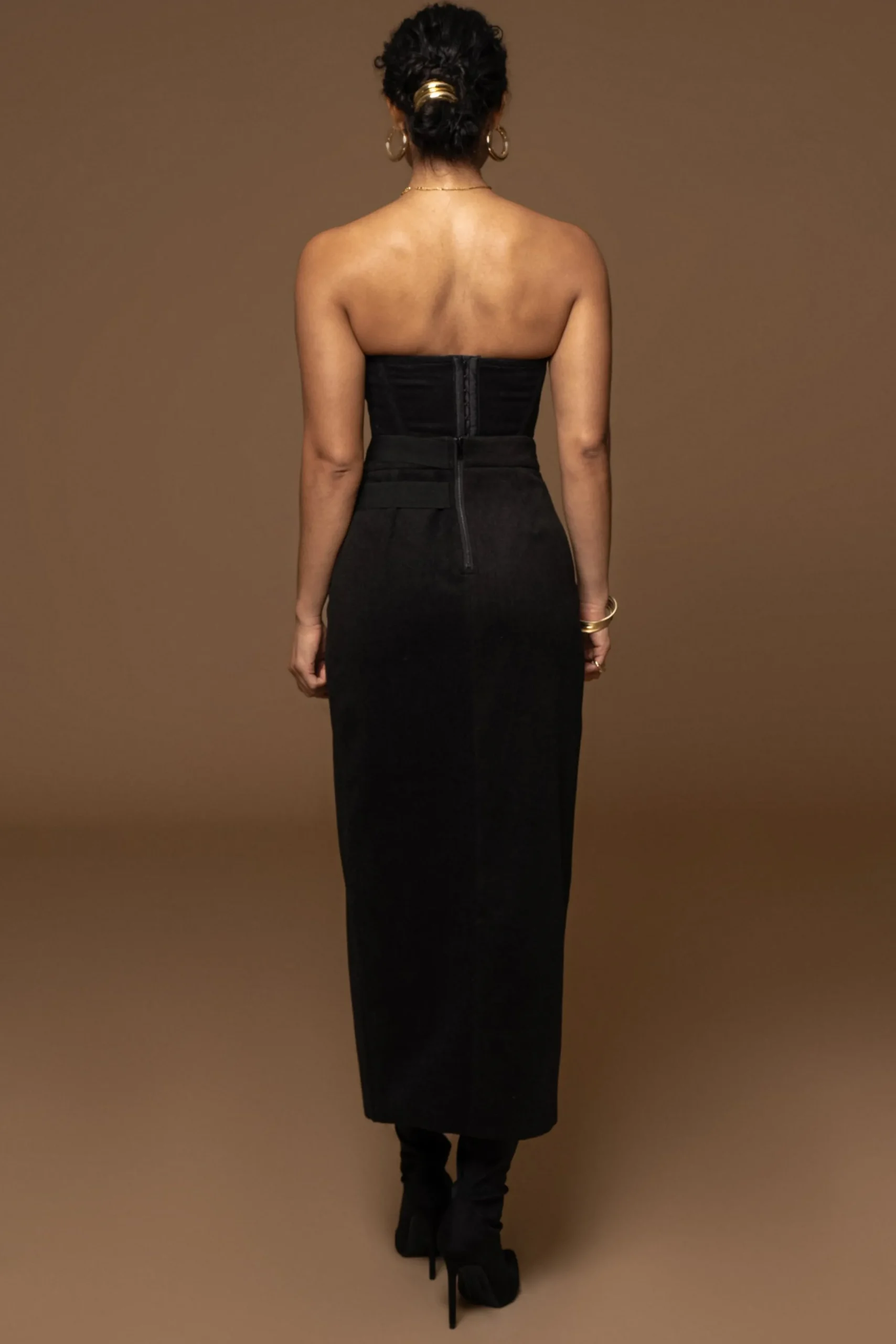 JLUXLABEL Black Gisele Slit Skirt