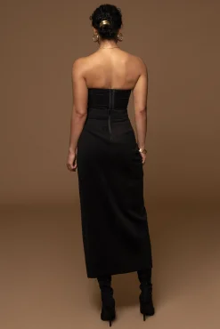 JLUXLABEL Black Gisele Slit Skirt