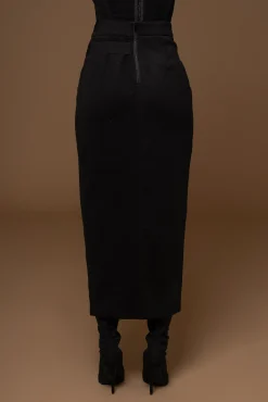 JLUXLABEL Black Gisele Slit Skirt
