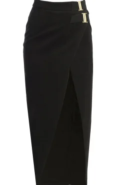 JLUXLABEL Black Gisele Slit Skirt