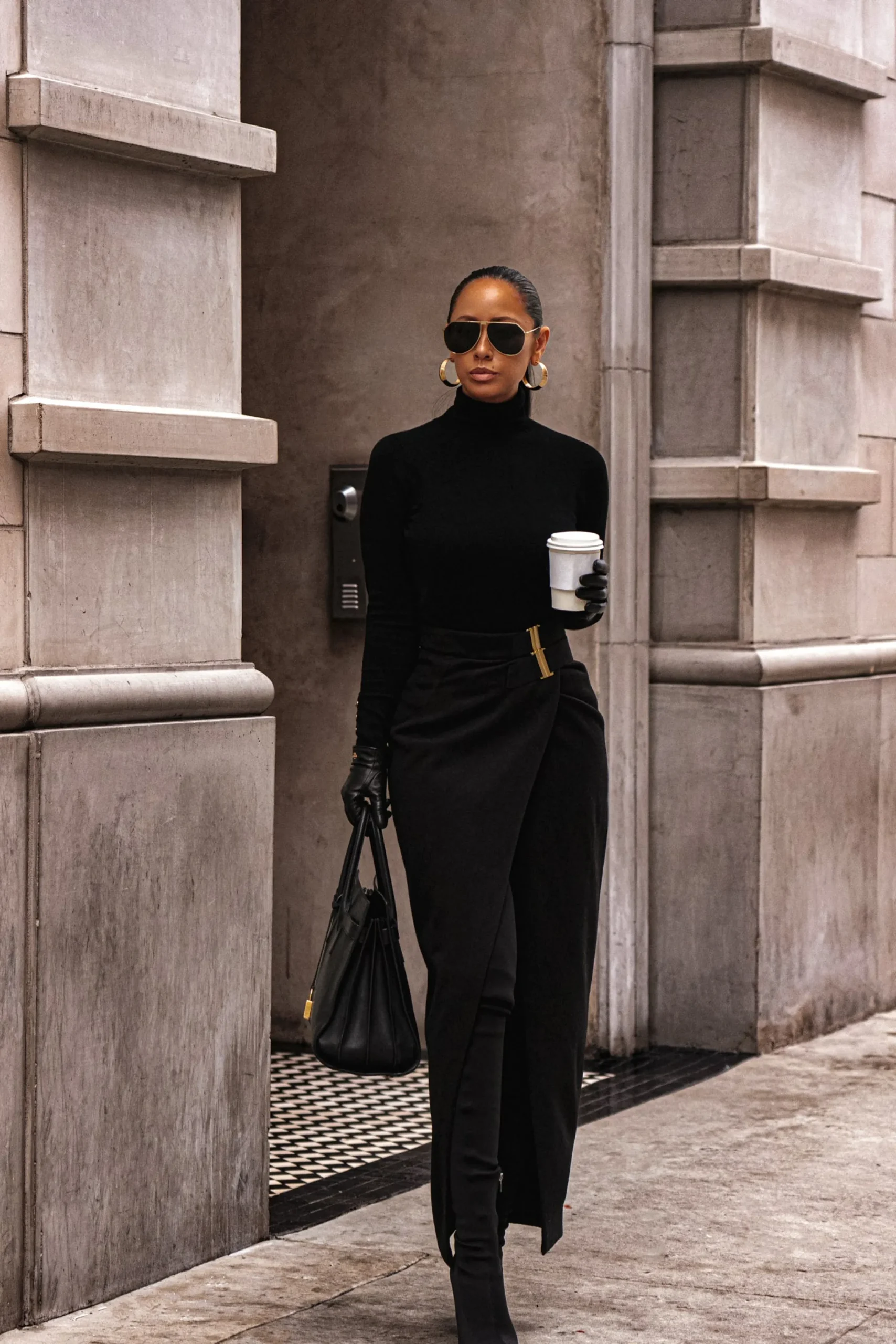 JLUXLABEL Black Gisele Slit Skirt