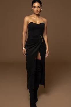 JLUXLABEL Black Gisele Slit Skirt