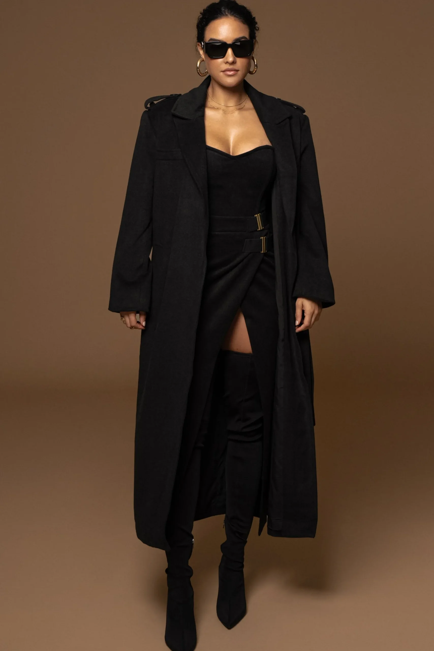 JLUXLABEL Black Gisele Slit Skirt