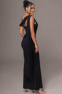 JLUXLABEL Black Grand Entrance Drape Dress