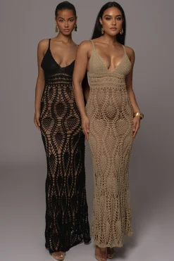 JLUXLABEL Black Great Escape Crochet Maxi Dress