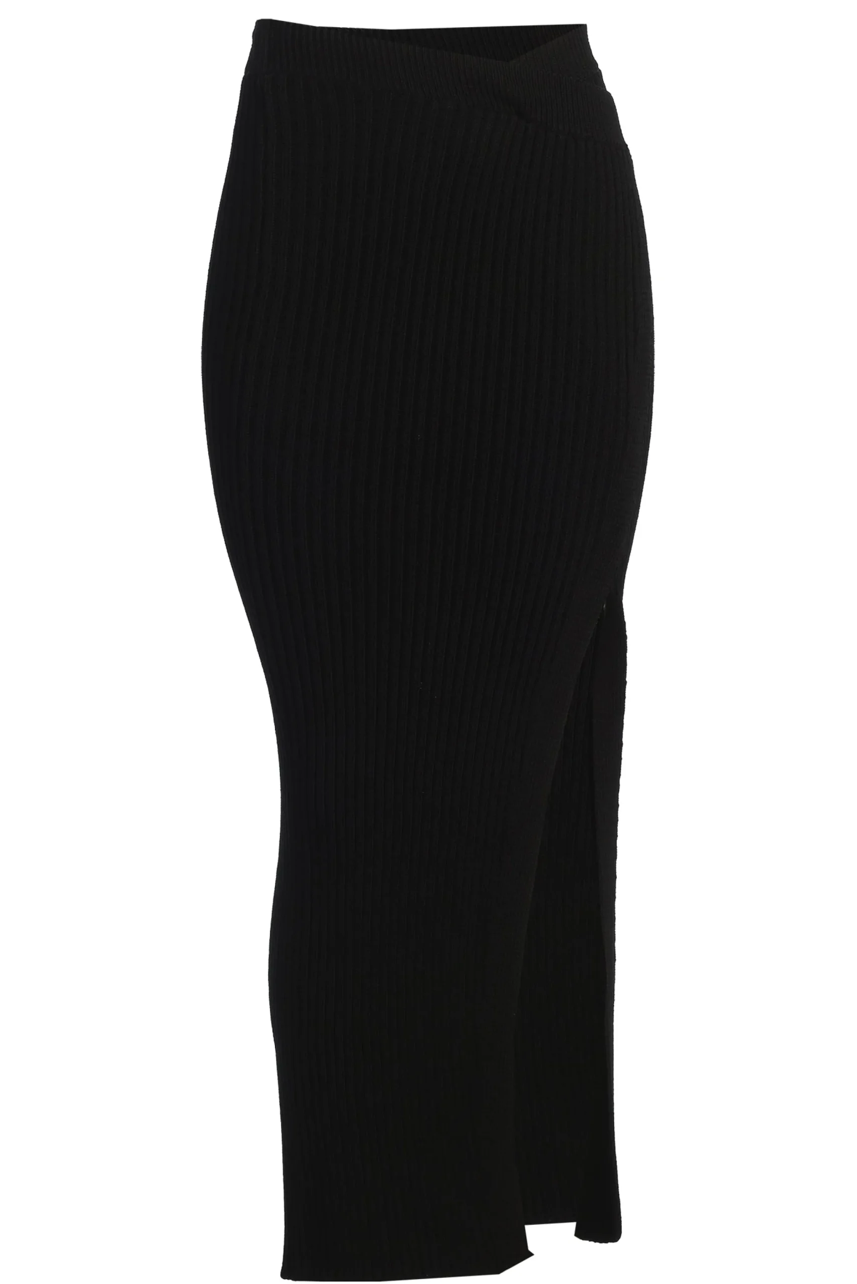 JLUXLABEL Black Hamptons Ribbed Slit Skirt