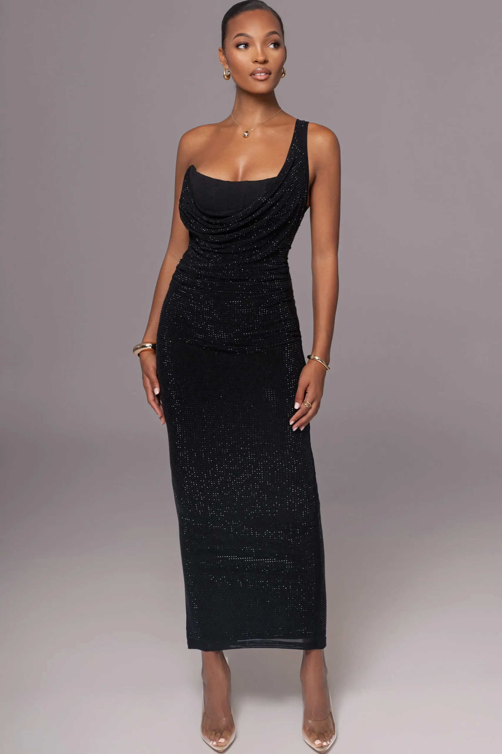 JLUXLABEL Black Hot Fix Krishna Maxi Dress