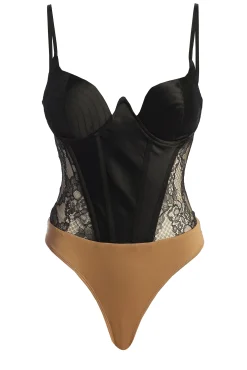 JLUXLABEL Black Incomparable Lace Bodysuit