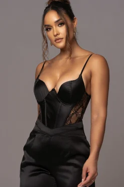 JLUXLABEL Black Incomparable Lace Bodysuit
