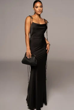 JLUXLABEL Black Irresistible Satin Maxi Dress