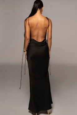 JLUXLABEL Black Irresistible Satin Maxi Dress