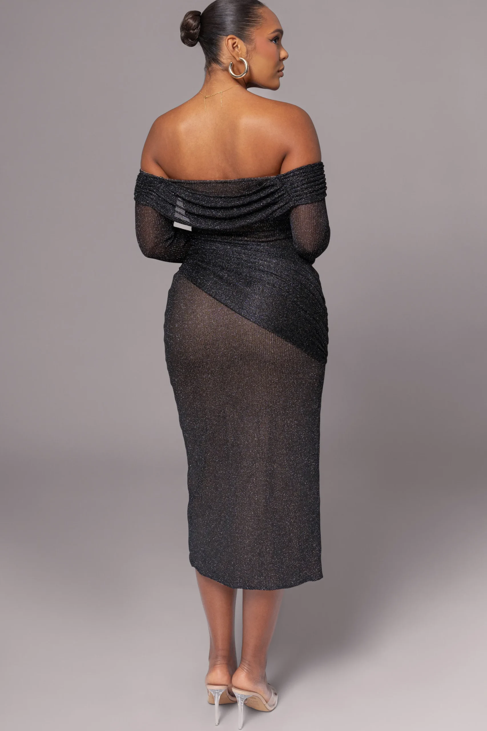 JLUXLABEL Black Island Elegance Drape Dress