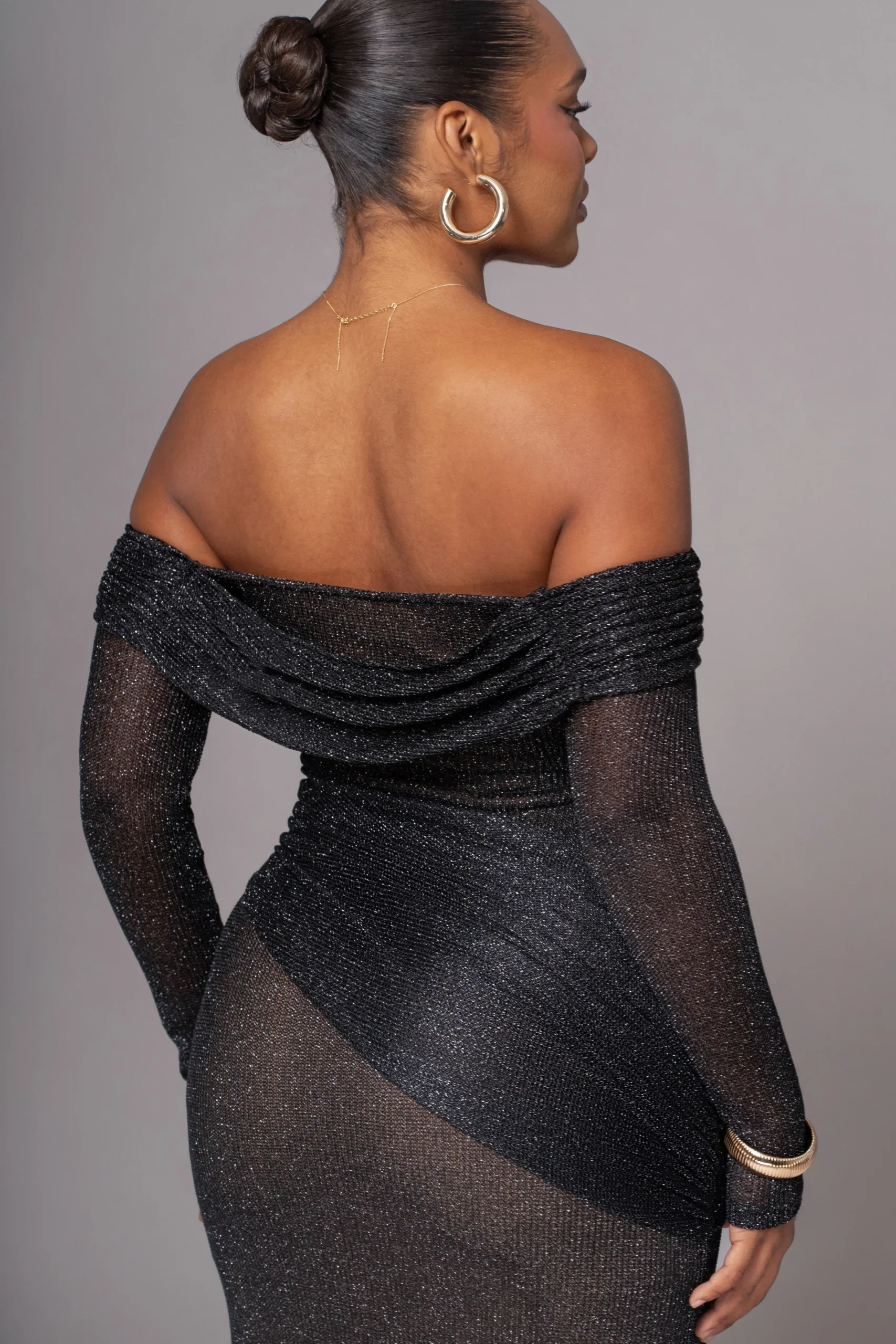 JLUXLABEL Black Island Elegance Drape Dress