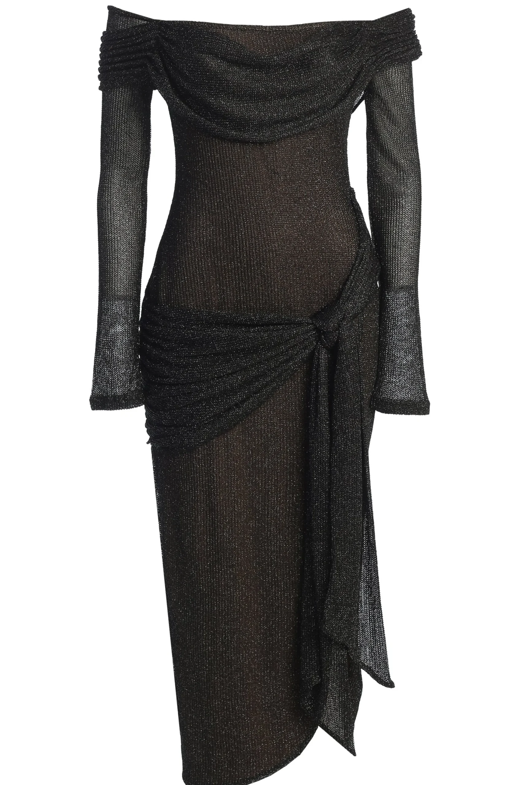 JLUXLABEL Black Island Elegance Drape Dress