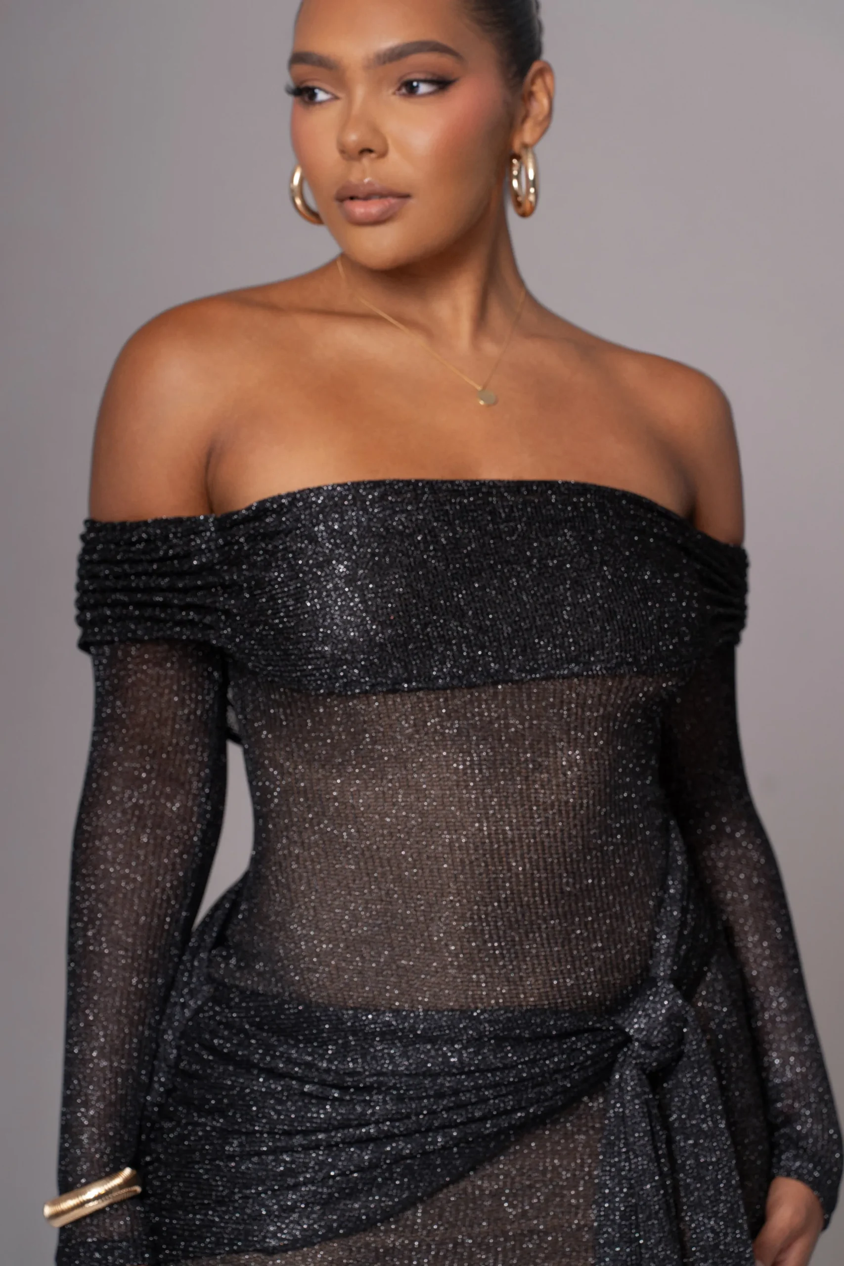 JLUXLABEL Black Island Elegance Drape Dress