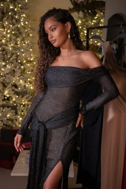 JLUXLABEL Black Island Elegance Drape Dress