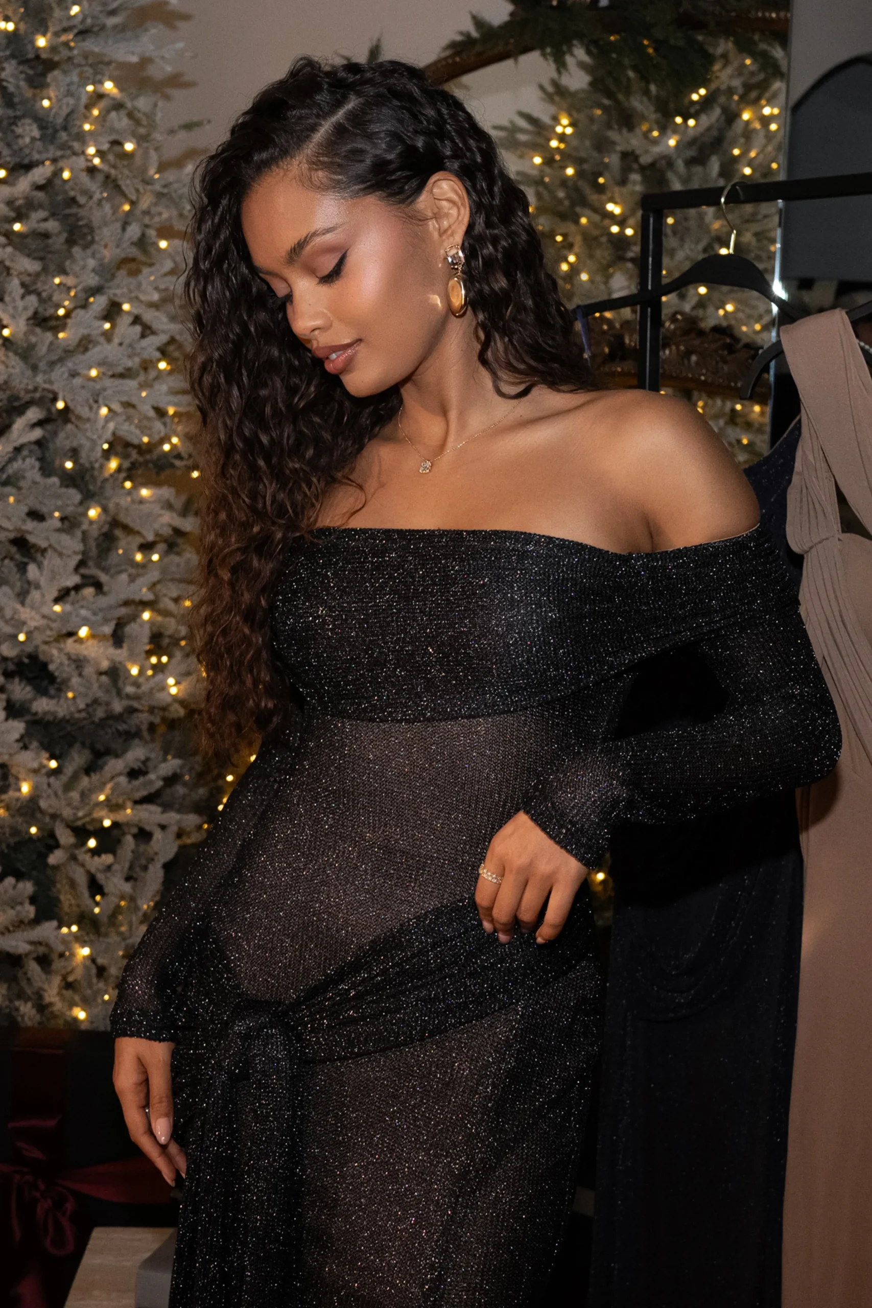 JLUXLABEL Black Island Elegance Drape Dress