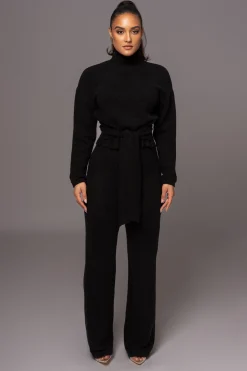 JLUXLABEL Black Ivy Sweater Knit Pant Set
