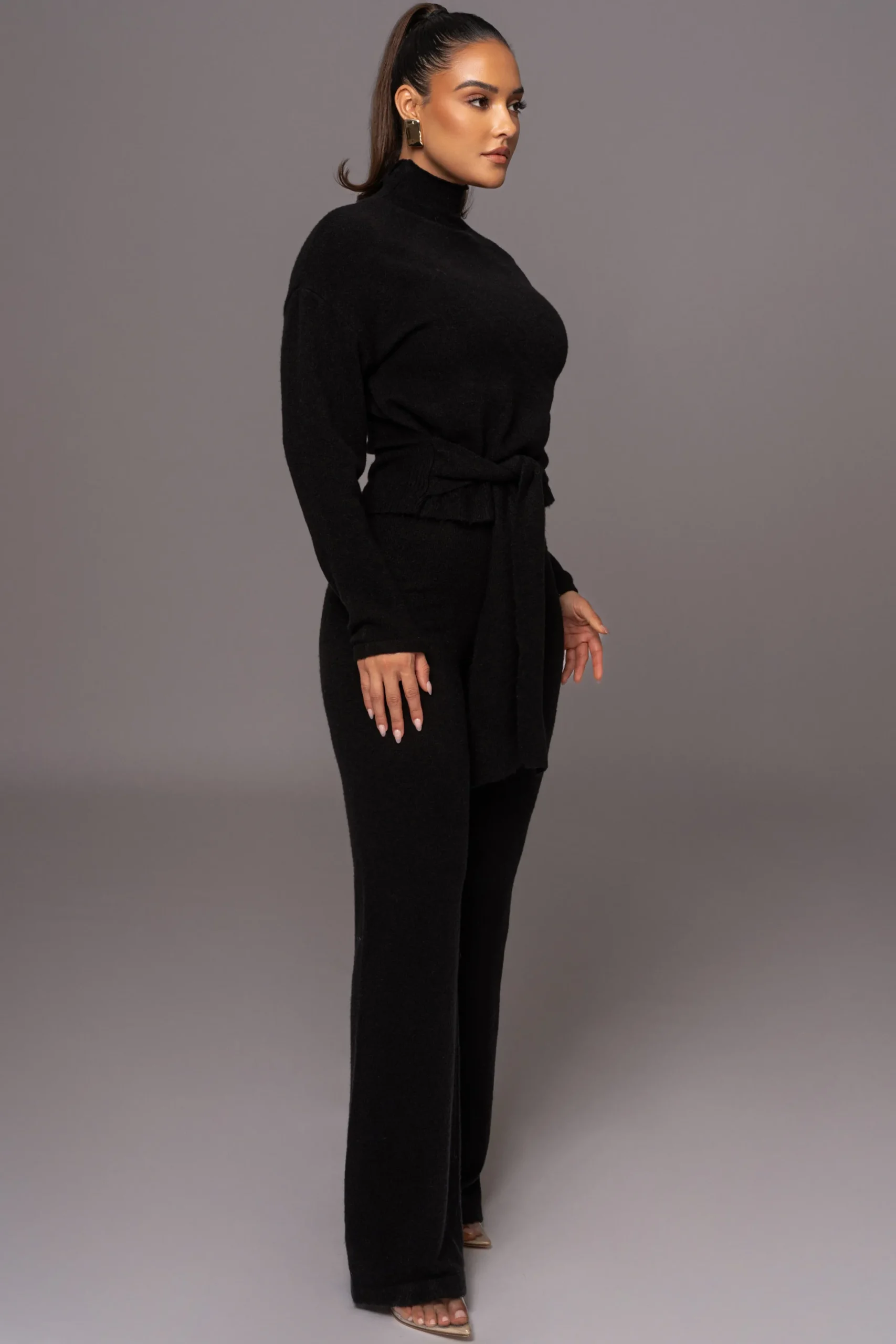 JLUXLABEL Black Ivy Sweater Knit Pant Set