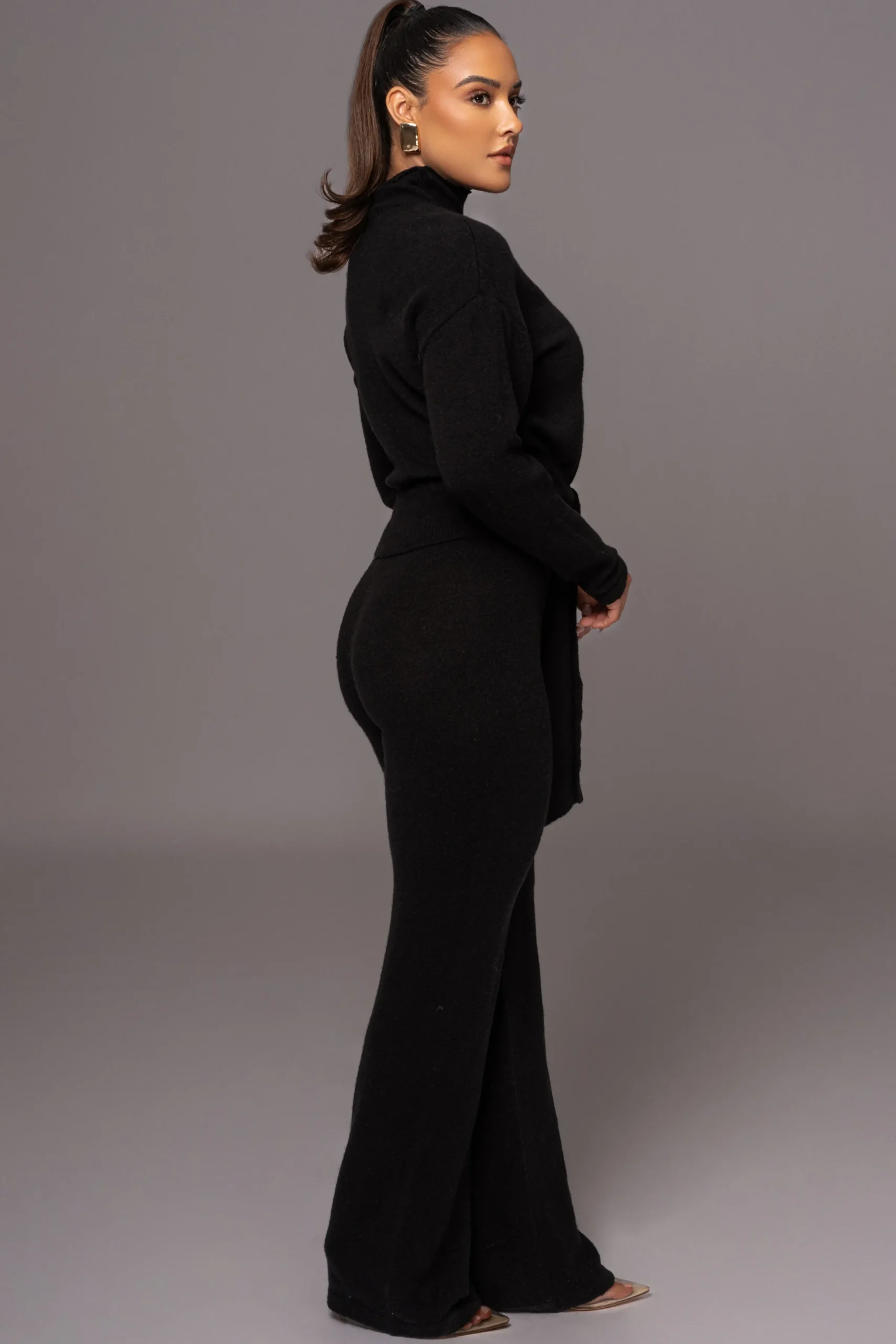 JLUXLABEL Black Ivy Sweater Knit Pant Set