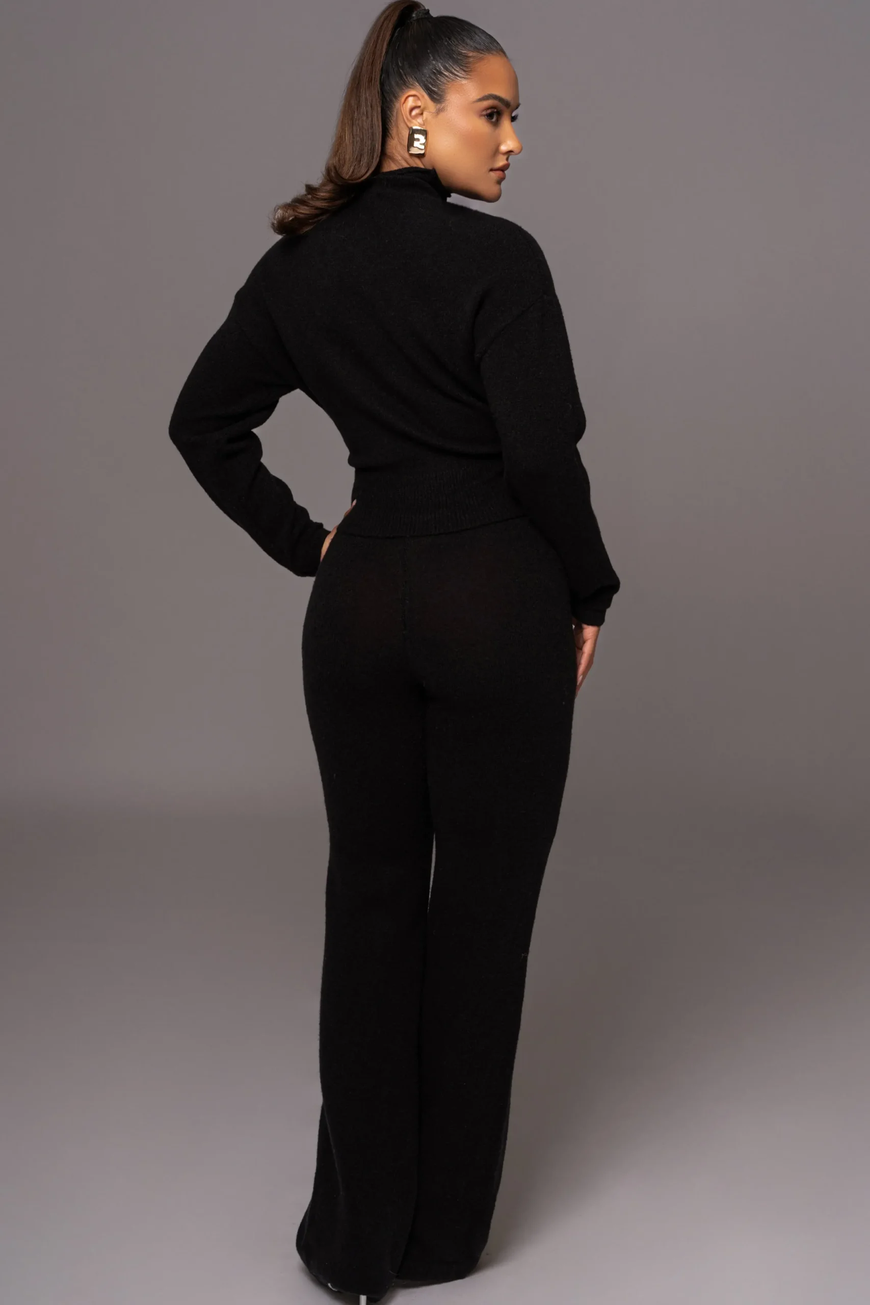 JLUXLABEL Black Ivy Sweater Knit Pant Set