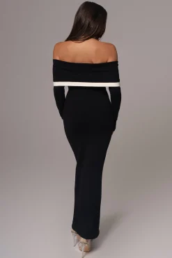 JLUXLABEL Black Janet Off Shoulder Maxi Dress