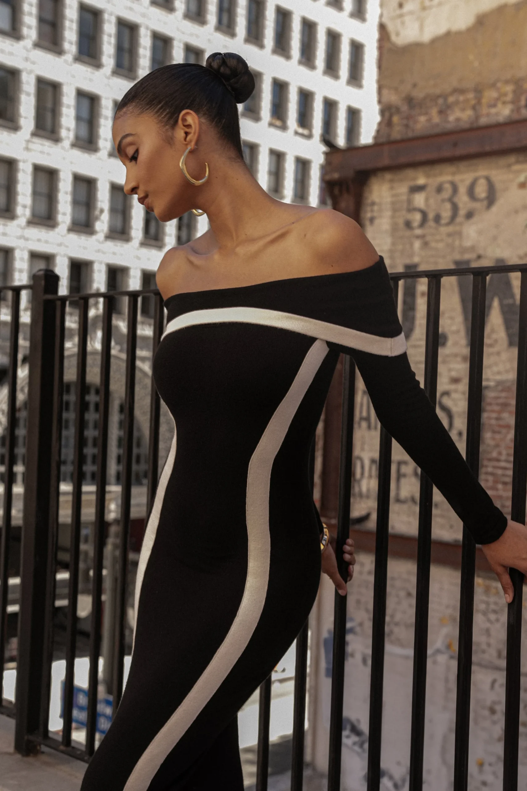 JLUXLABEL Black Janet Off Shoulder Maxi Dress