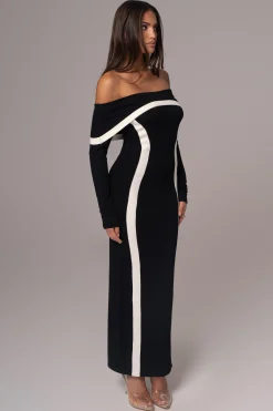 JLUXLABEL Black Janet Off Shoulder Maxi Dress