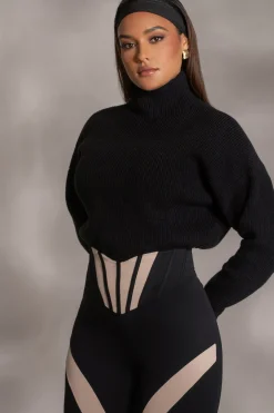 JLUXLABEL Black Jenni Turtleneck Sweater Top
