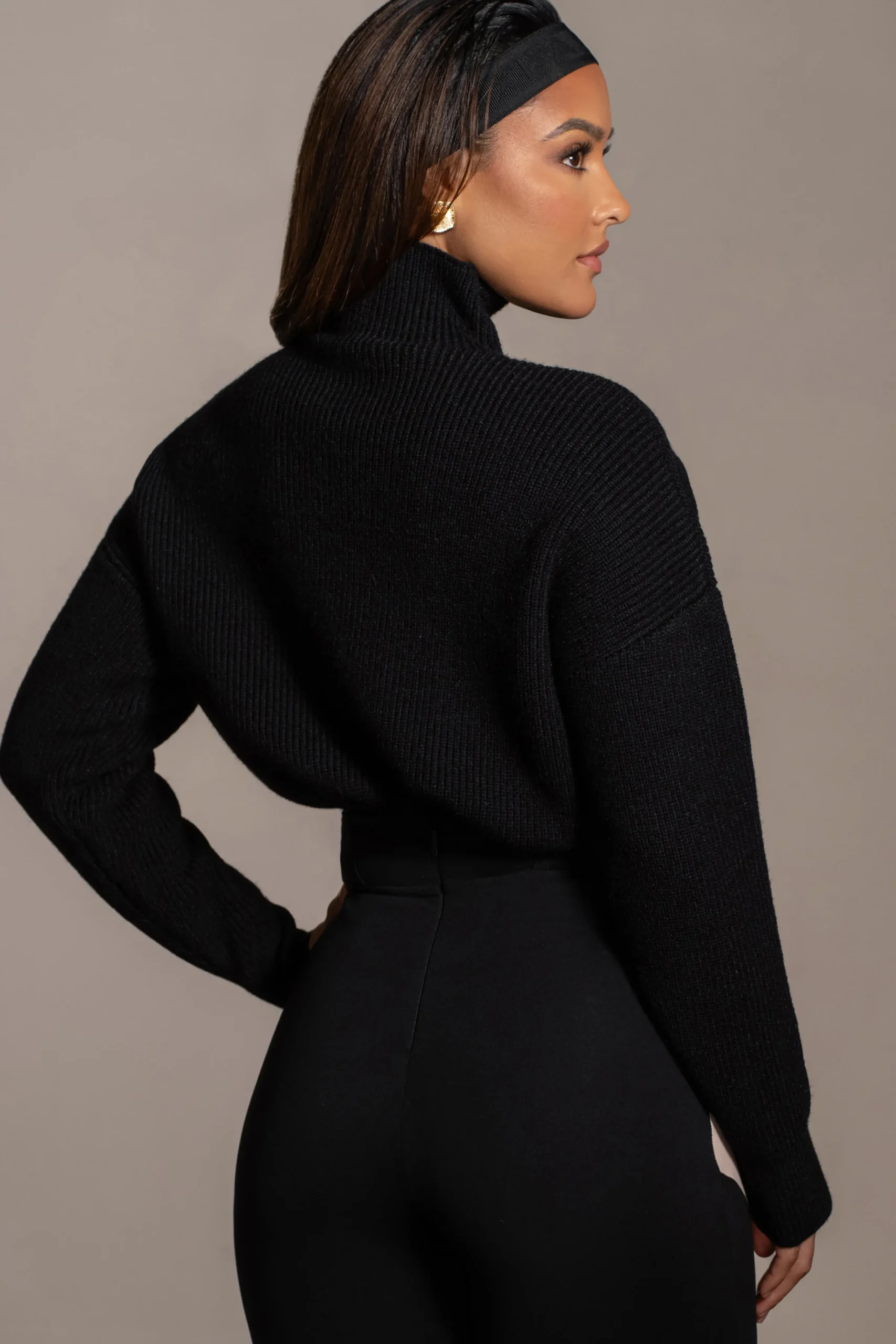 JLUXLABEL Black Jenni Turtleneck Sweater Top