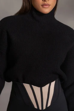 JLUXLABEL Black Jenni Turtleneck Sweater Top