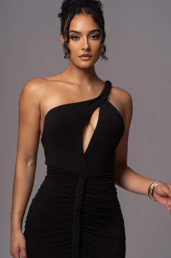 JLUXLABEL Black Jess Ruched Midi Dress