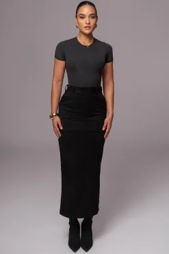 JLUXLABEL Black Joy Suede Maxi Skirt