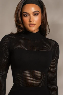 JLUXLABEL Black Klaudette Knit Bodysuit