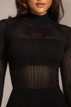 JLUXLABEL Black Klaudette Knit Bodysuit