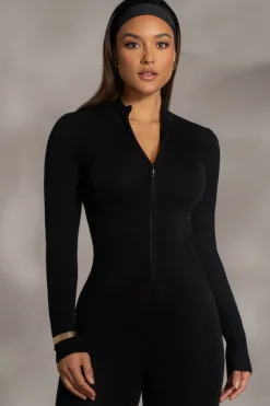 JLUXLABEL Black Kris Front Zipper Jumpsuit