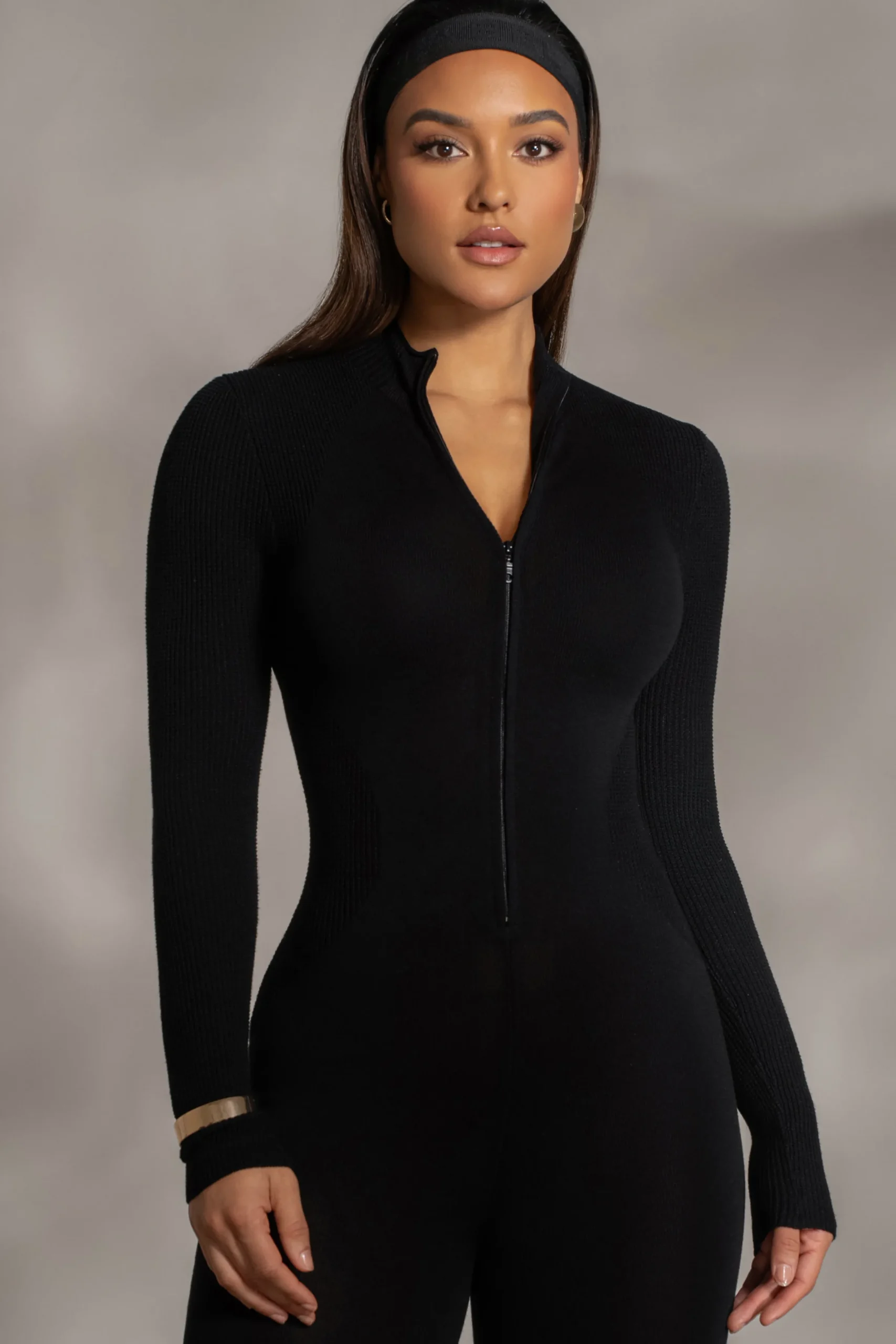 JLUXLABEL Black Kris Front Zipper Jumpsuit