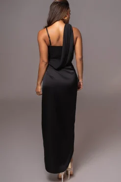 JLUXLABEL Black KRISTIANA SLIT DRESS