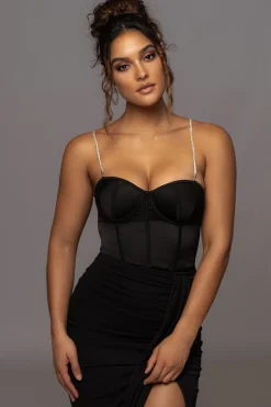 JLUXLABEL Black Leo Matte Satin Bustier