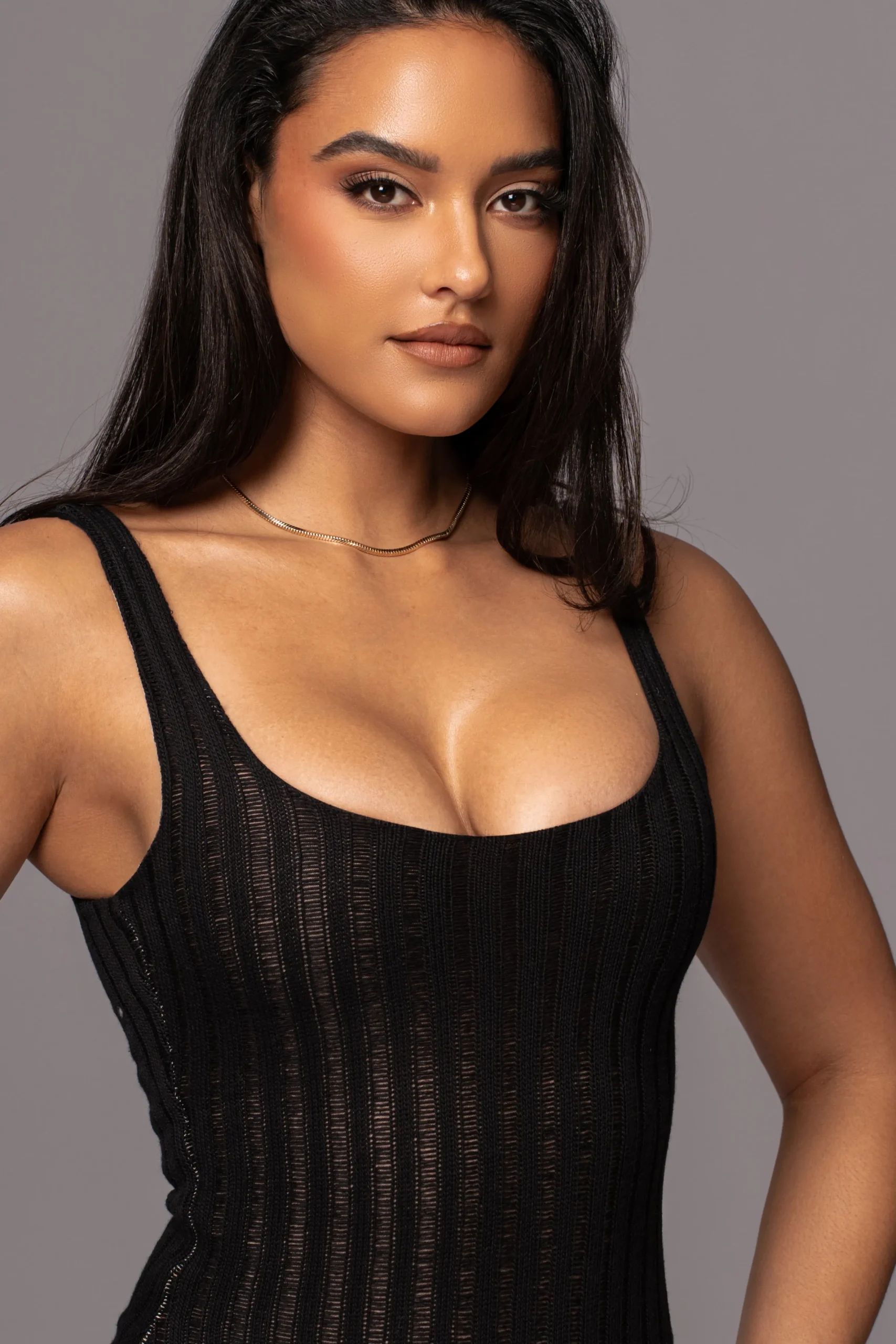 JLUXLABEL Black Luz Rib Knit Bodysuit
