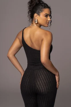 JLUXLABEL Black Malibu Nights One Shoulder Bodysuit