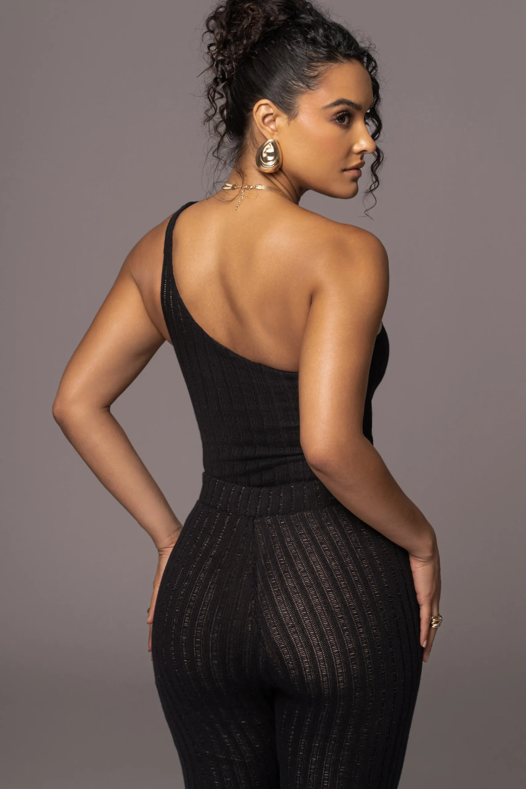 JLUXLABEL Black Malibu Nights One Shoulder Bodysuit