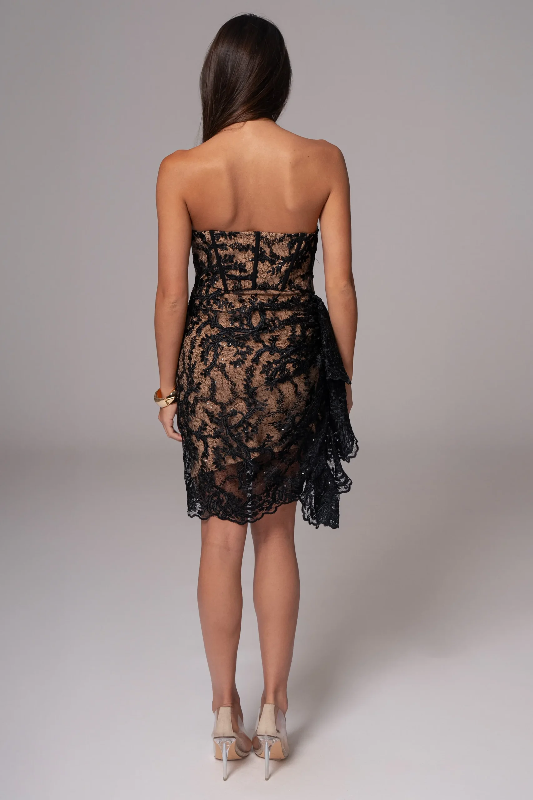 JLUXLABEL Black Marilyn Lace Mini Dress
