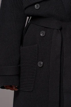 JLUXLABEL Black Maxinne Knit Coat