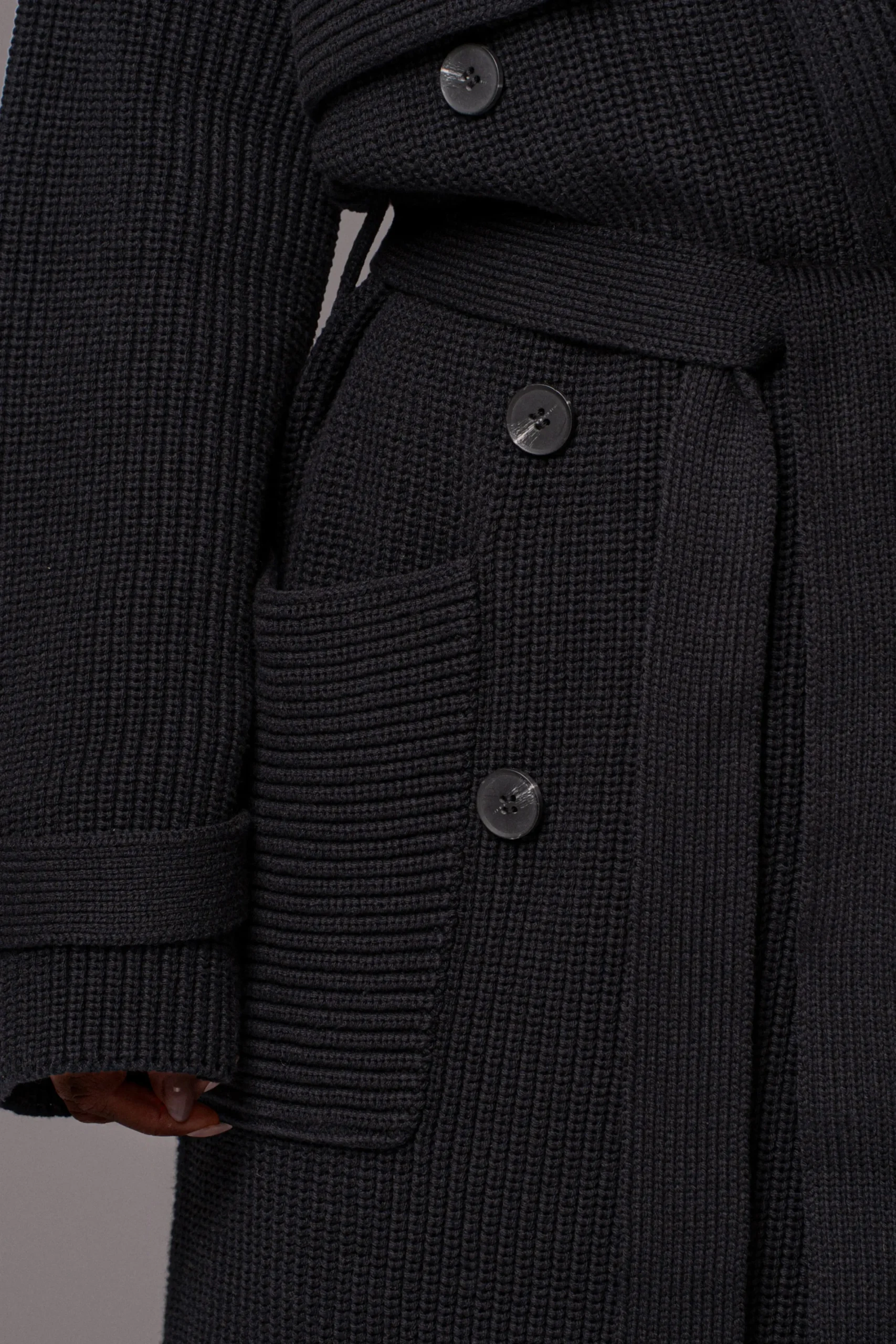 JLUXLABEL Black Maxinne Knit Coat